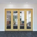 Geom 1 Lite Clear Glazed Veneered Oak Internal Bi-fold Door set, (H)2060mm (W)2821mm