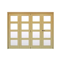 Geom 4 Lite Clear Glazed Veneered Oak Internal Bi-fold Door set, (H)2060mm (W)2821mm