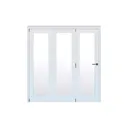 Geom 1 Lite Clear Glazed White Softwood Internal Bi-fold Door set, (H)2060mm (W)1904mm