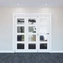Geom 4 Lite Clear Glazed White Softwood Internal Bi-fold Door set, (H)2060mm (W)2132mm