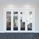 Geom 1 Lite Clear Glazed White Softwood Internal Bi-fold Door set, (H)2060mm (W)2821mm