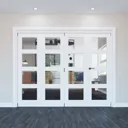Geom 4 Lite Clear Glazed White Softwood Internal Bi-fold Door set, (H)2060mm (W)2517mm