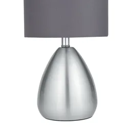 Brushed Grey Chrome effect Eco halogen Table lamp, Pack of 2