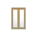 Geom 1 Lite Clear Glazed Veneered Oak Internal French Door set, (H)2017mm (W)1445mm