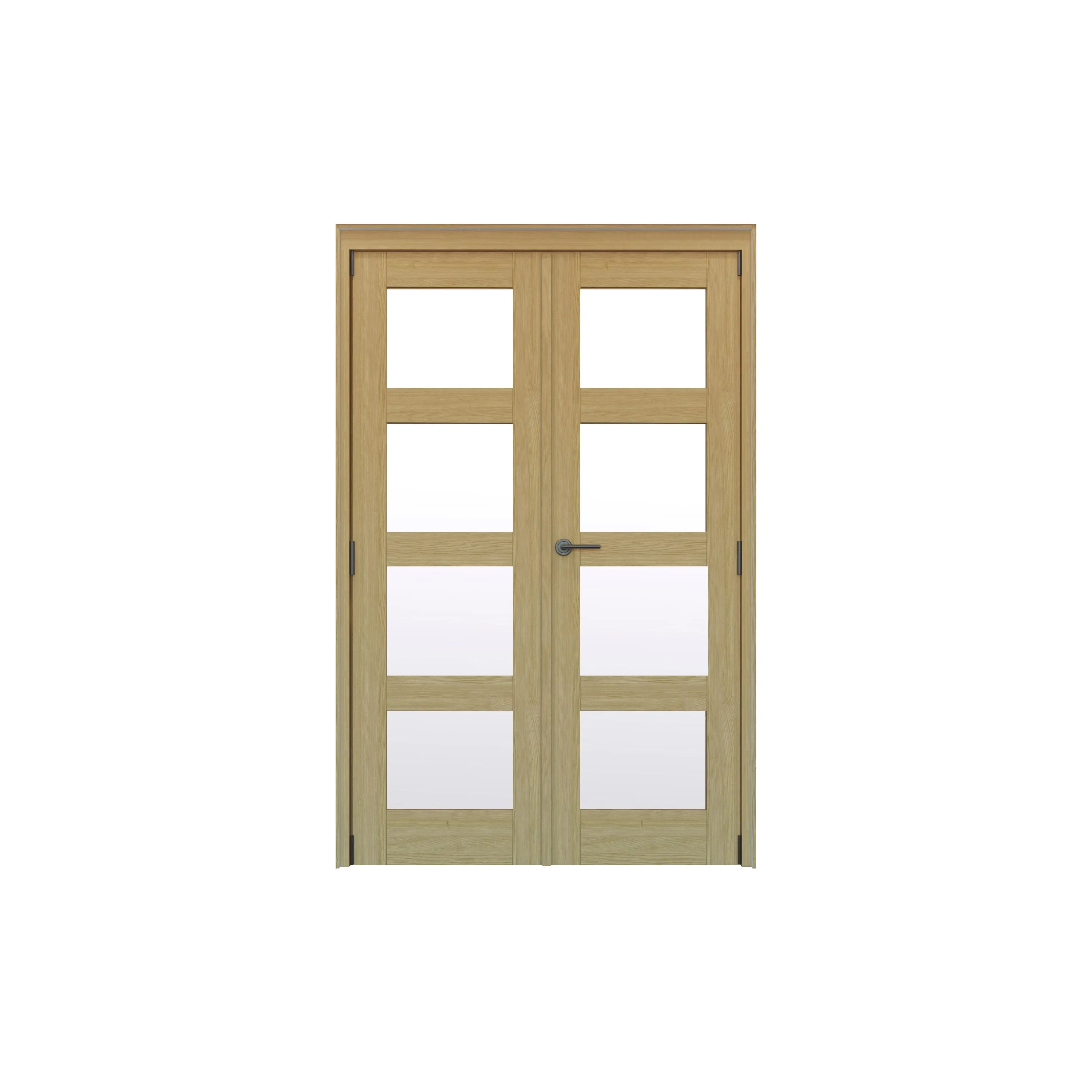Geom 4 Lite Clear Glazed Veneered Oak Internal French Door set, (H)2017mm (W)1597mm