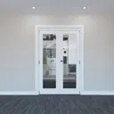 Geom 1 Lite Clear Glazed White Softwood Internal French Door set, (H)2017mm (W)1219mm