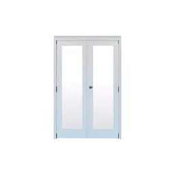 Geom 1 Lite Clear Glazed White Softwood Internal French Door set, (H)2017mm (W)1219mm