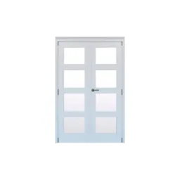 Geom 4 Lite Clear Glazed White Softwood Internal French Door set, (H)2017mm (W)1445mm
