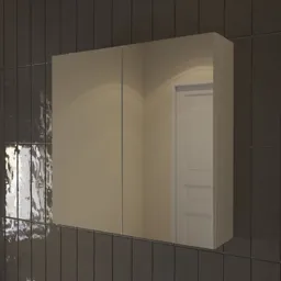 Veleka Gloss White Double Mirrored door Wall Cabinet (W)550mm (H)540mm