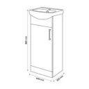 Veleka Gloss Grey Freestanding Cloakroom vanity unit & basin set (W)400mm (H)880mm