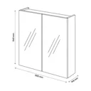 Veleka Gloss Grey Double Mirrored door Wall Cabinet (W)550mm (H)540mm