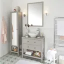 GoodHome Perma Satin Grey Freestanding Bathroom Vanity Cabinet (W)600mm (H)806mm