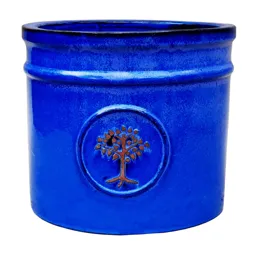 Barcău Blue Ceramic Round Plant pot (Dia)30cm