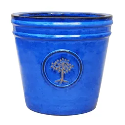 Barcău Blue Ceramic Round Plant pot (Dia)32cm