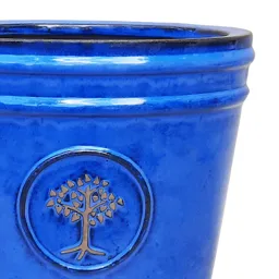Barcău Blue Ceramic Round Plant pot (Dia)20cm