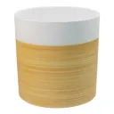 Penan White Wood effect Cement Round Plant pot (Dia)38cm