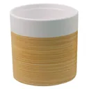 Penan White Wood effect Ceramic Round Plant pot (Dia)30cm