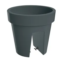 Nurgul Dark grey Polypropylene (PP) Round Railing plant pot (Dia)24.5cm