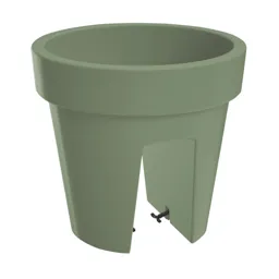 Nurgul Deep lichen green Polypropylene (PP) Round Railing plant pot (Dia)24.5cm