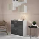 Atomia freestanding Matt & high gloss white & anthracite 4 Drawer Single Deep Chest of drawers (H)804mm (W)750mm (D)466mm