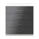 Atomia freestanding Matt & high gloss white & anthracite 4 Drawer Single Deep Chest of drawers (H)804mm (W)750mm (D)466mm