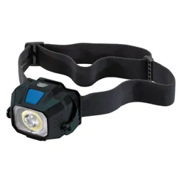 Draper COB SMD LED Wireless/USB Rechargeable Head Torch - Black