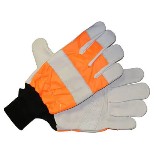 Handy Chainsaw Gloves with One Hand Protection - Orange, L
