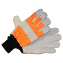 Handy Chainsaw Gloves with One Hand Protection - Orange, M