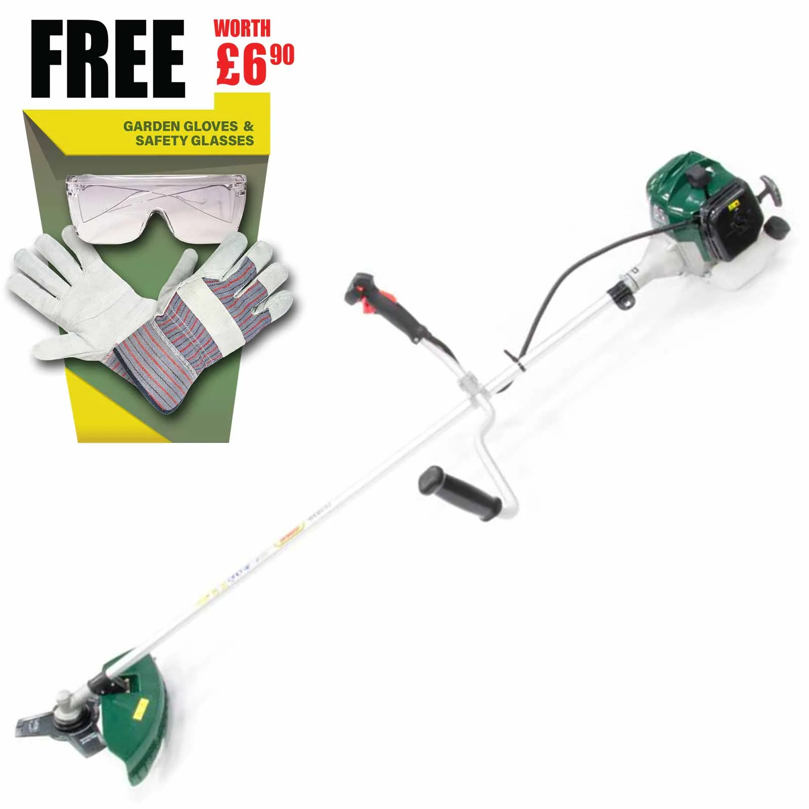 Webb WEBC43 Petrol Brush Cutter and Line Trimmer 250mm FREE Garden Gloves & Safety Glasses Worth £6.90