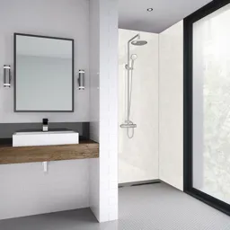 Splashwall Impressions Gloss White reflex 2 sided Shower Panel kit (L)2420mm (W)1200mm (T)11mm
