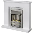 Adam Lomond Pure White Suite with Helios Brushed Steel Electric Fire - 21413