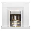 Adam Lomond Pure White Suite with Helios Brushed Steel Electric Fire - 21413
