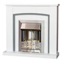 Adam Chilton White and Grey Suite with Helios Brushed Steel Electric Fire - 22115
