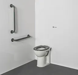 NymaCARE Back to Wall Ambulant Doc M Toilet Pack with Grey Concealed Fixings Grab Rail - AMBBTWC/GY