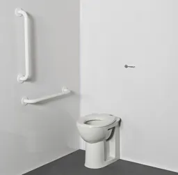 NymaCARE Back to Wall Ambulant Doc M Toilet Pack with White Concealed Fixings Grab Rail - AMBBTWC/WH