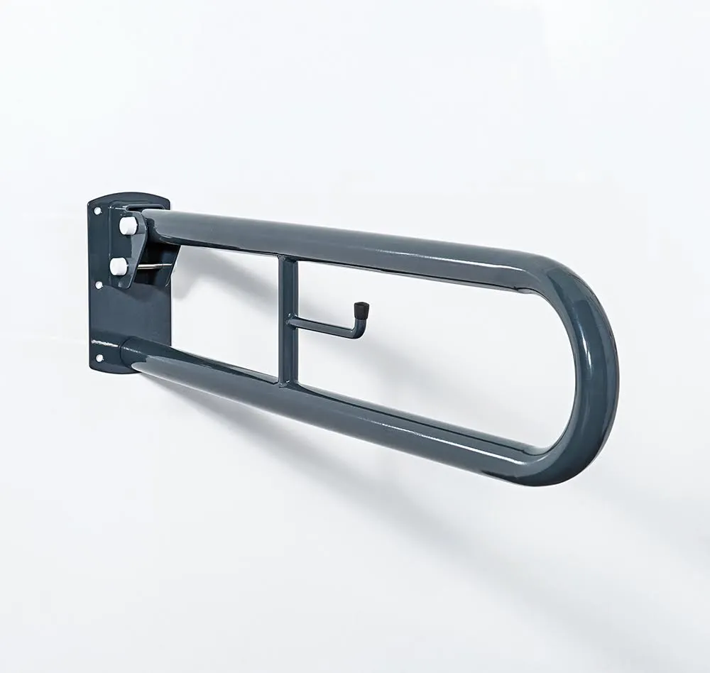 NymaPRO Dark Grey Trombone Lift and Lock Steel Grab Rail with Toilet Roll Holder 800mm - DDGR-B/DG