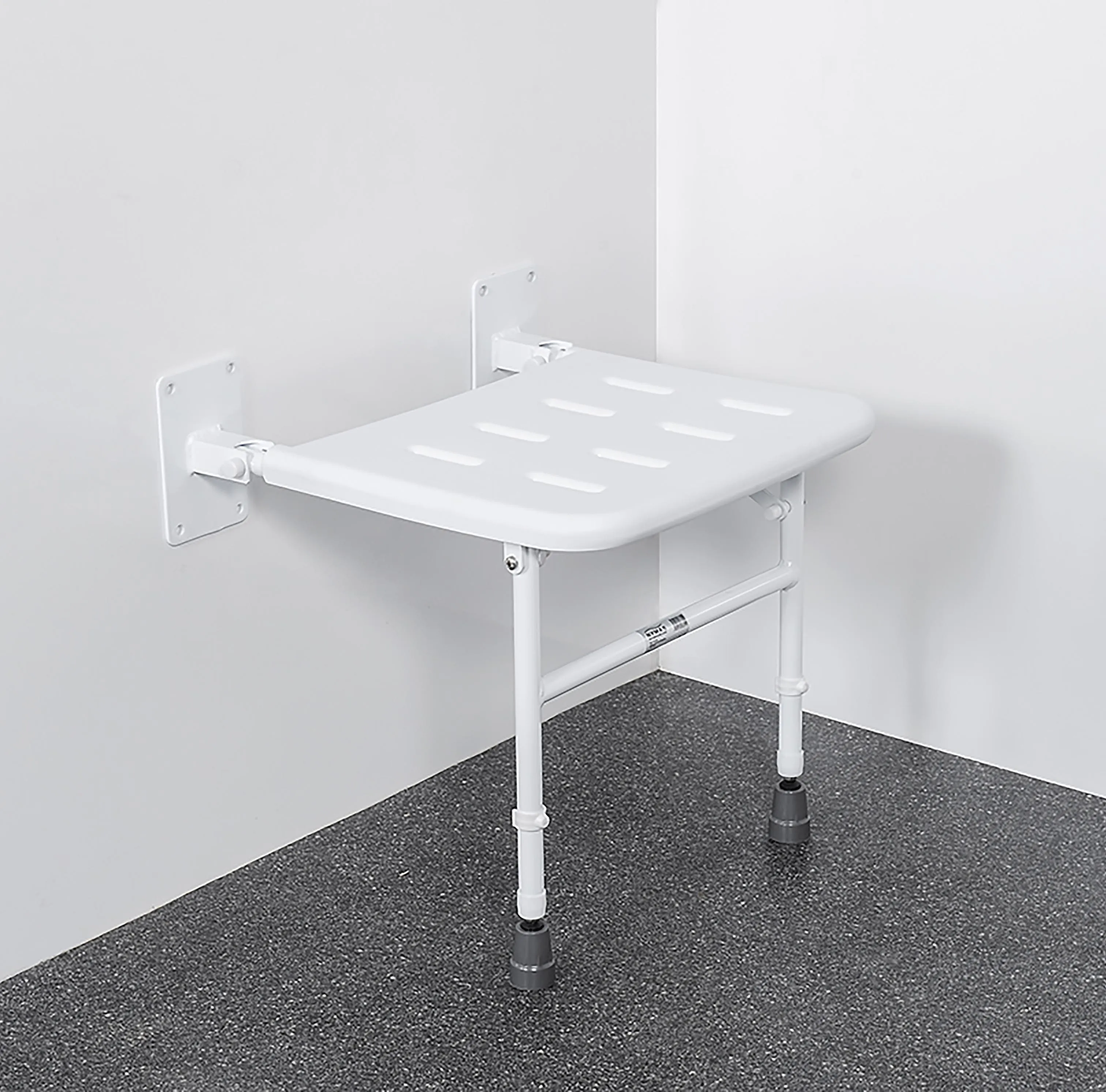 NymaPRO Wall Mounted Shower Seat with Legs White - 130202/WH