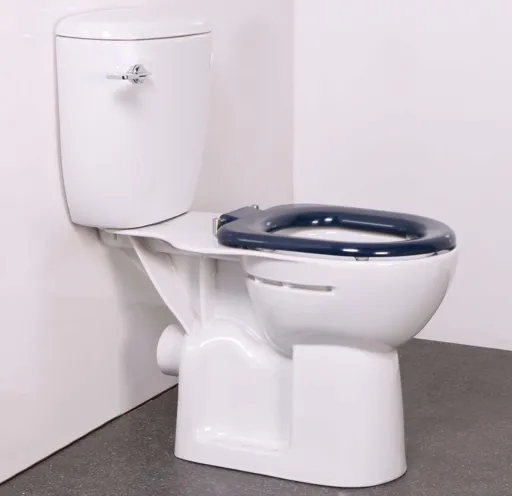 NymaPRO Comfort Height Close Coupled Toilet with Pan, Cistern & Dark Blue Toilet Seat - WARESET/DB