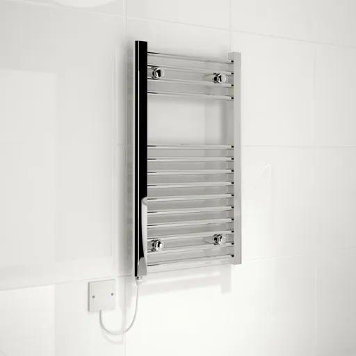 Kudox 150W Electric Silver Towel warmer (H)700mm (W)400mm