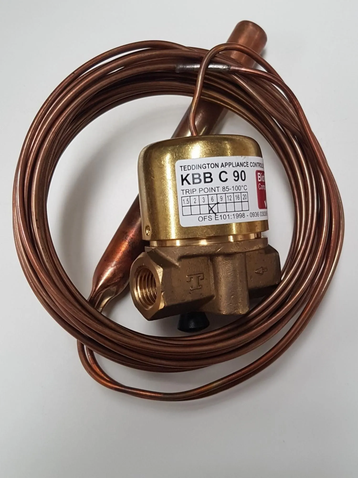 Teddington 1/4" KBB Fire Valve  90°C 3mtr Capillary