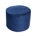 Velvet Woven Blue Round Pouffe