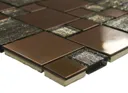 Luxe Brushed Copper effect Glass & metal Mosaic tile, (L)300mm (W)300mm