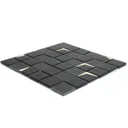 Venice Black Polished Mirror effect Glass & marble 2x2 Mosaic tile, (L)300mm (W)300mm