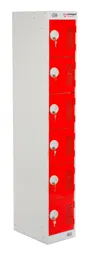 Armorgard Powerstation 6 Door Battery Charging Locker Bank 300 x 450 x 1800mm Light Grey with Red Doors