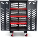 Armorgard FittingStor Mobile Fittings Cabinet 1077 x 775 x 1880mm Charcoal Grey/Red
