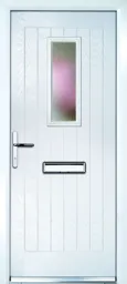 Crystal Frosted Glazed Cottage White Composite RH External Front Door set, (H)2055mm (W)920mm