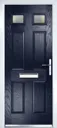 Crystal 6 panel Frosted Glazed Navy blue Composite LH External Front Door set, (H)2055mm (W)920mm
