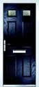 Crystal 6 panel Frosted Glazed Navy blue Composite RH External Front Door set, (H)2055mm (W)920mm