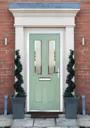 Crystal 4 panel Frosted Glazed Green Composite LH External Front Door set, (H)2055mm (W)920mm