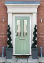 Crystal 4 panel Frosted Glazed Green Composite RH External Front Door set, (H)2055mm (W)920mm